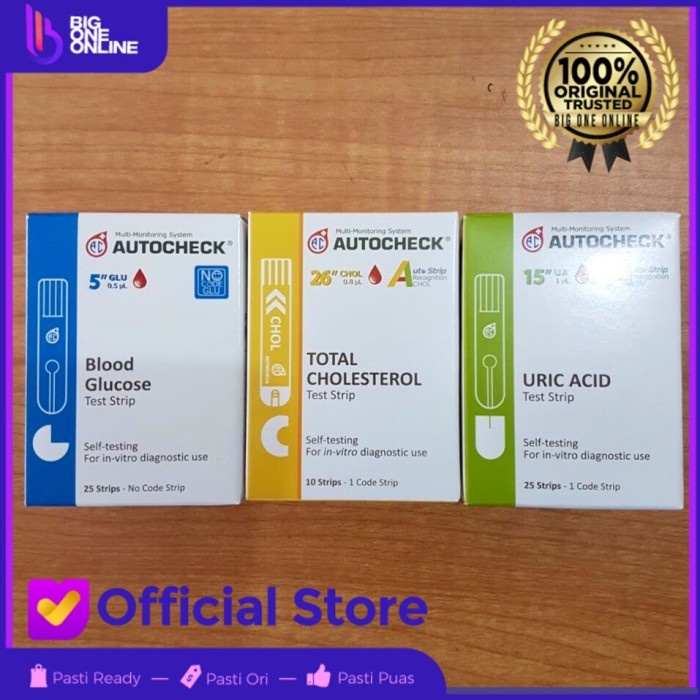 (BISACOD) AUTOCHECK Alat Cek Darah AUTO CHECK, Gula Darah, Kolesterol, Asam Urat - GULA DARAH