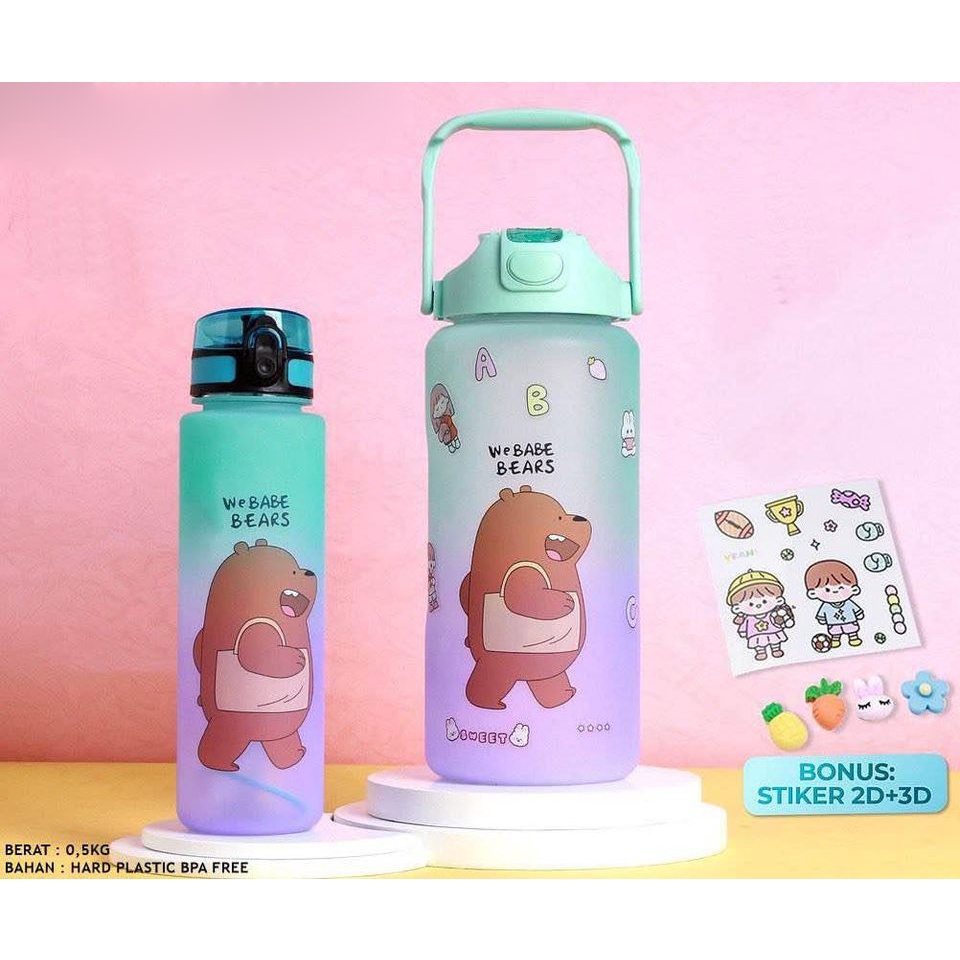 Botol Minum Gradasi 2000ML &amp; 800ML Buy 1 Get 1 We Babe Bears / Botol Minum Viral Beranak DIVA STORE88