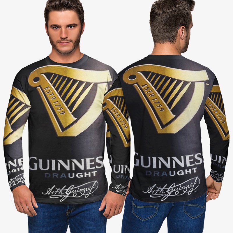 Kaos Pria Pint of Guinness Botol Tshirt Bahan Polyester Jersey Casual Style Fashionable Unisex Tees