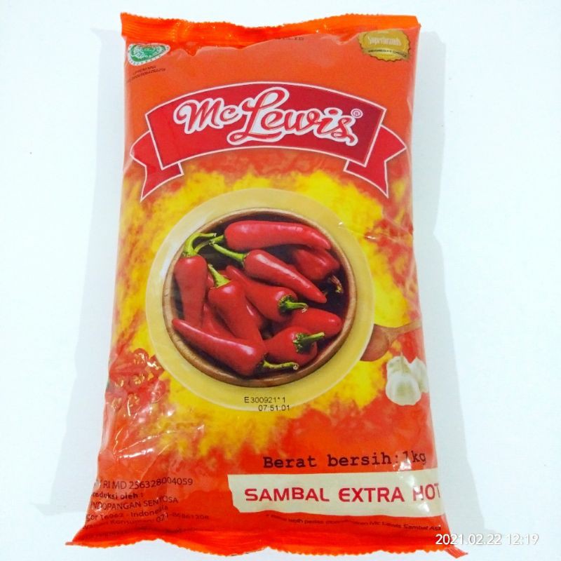 

Mc Lewis saus sambal extra hot (pedas) 1 kg
