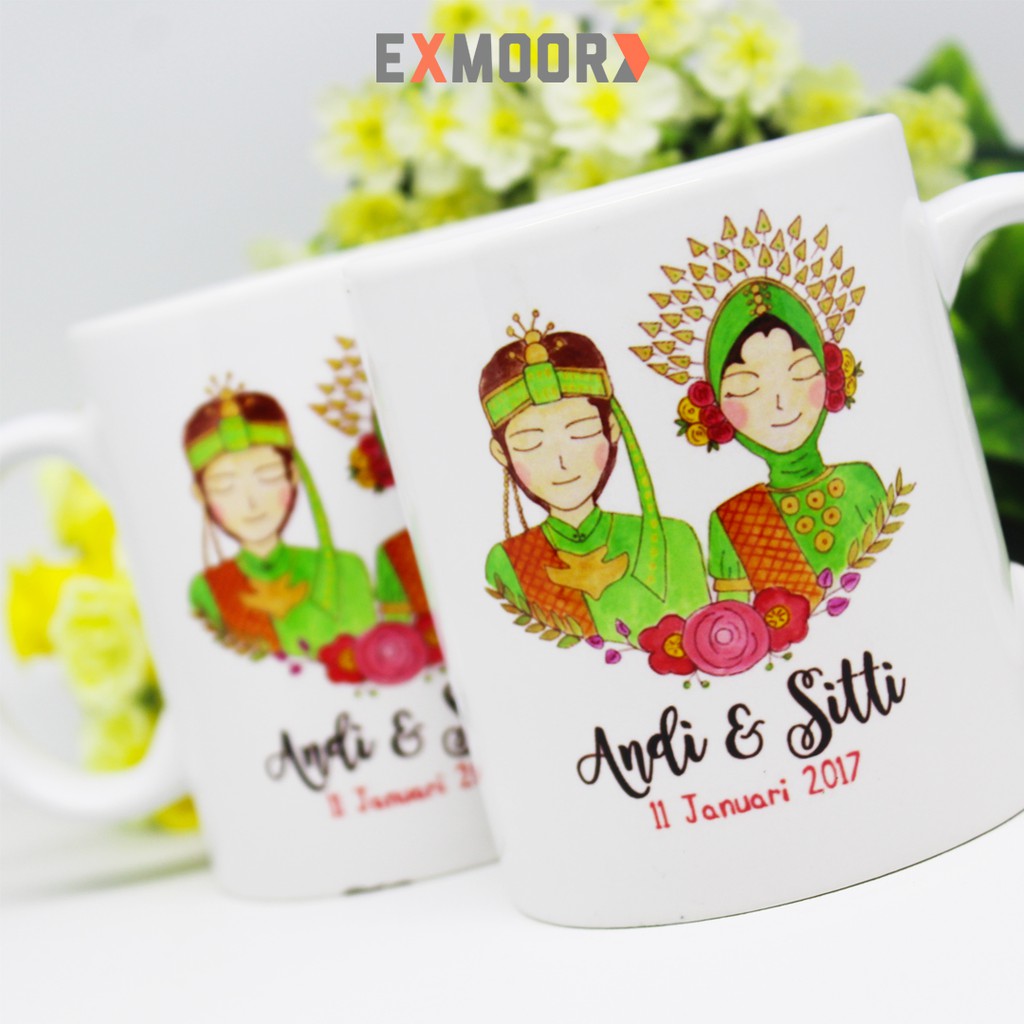 Mug Couple Pengantin Bugis Makassar untuk Kado Pernikahan