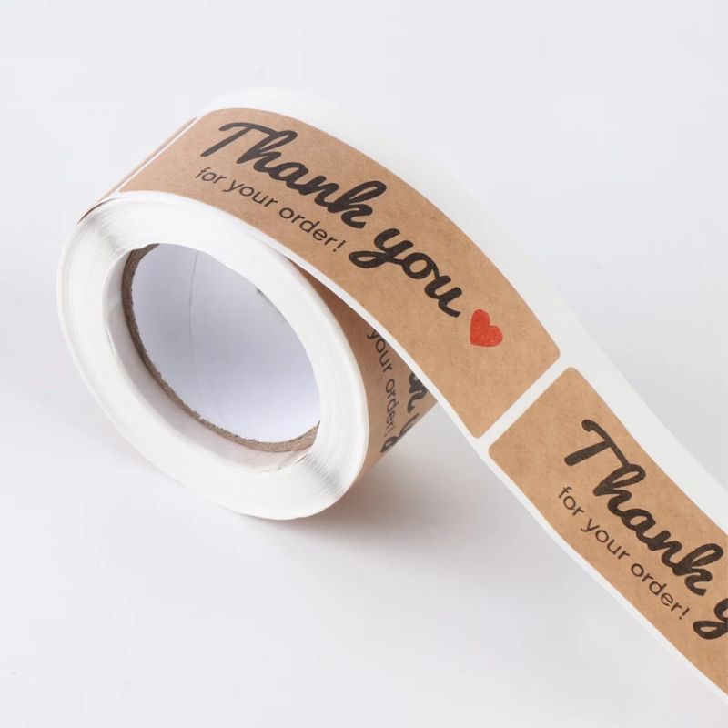 120pcs/roll Stiker Thankyou Kraft Label Segel Amplop Packing OLshop