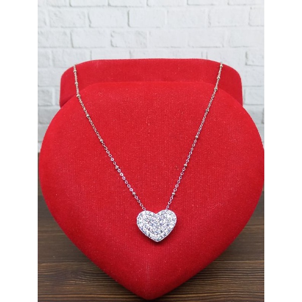 KALUNG JEDAR+ LIONTIN LOVE TUSUK MP FULL/ KALUNG PERAK ASLI SILVER 925 LAPIS EMAS/ KALUNG FASHION WANITA IMPOR TERBARU