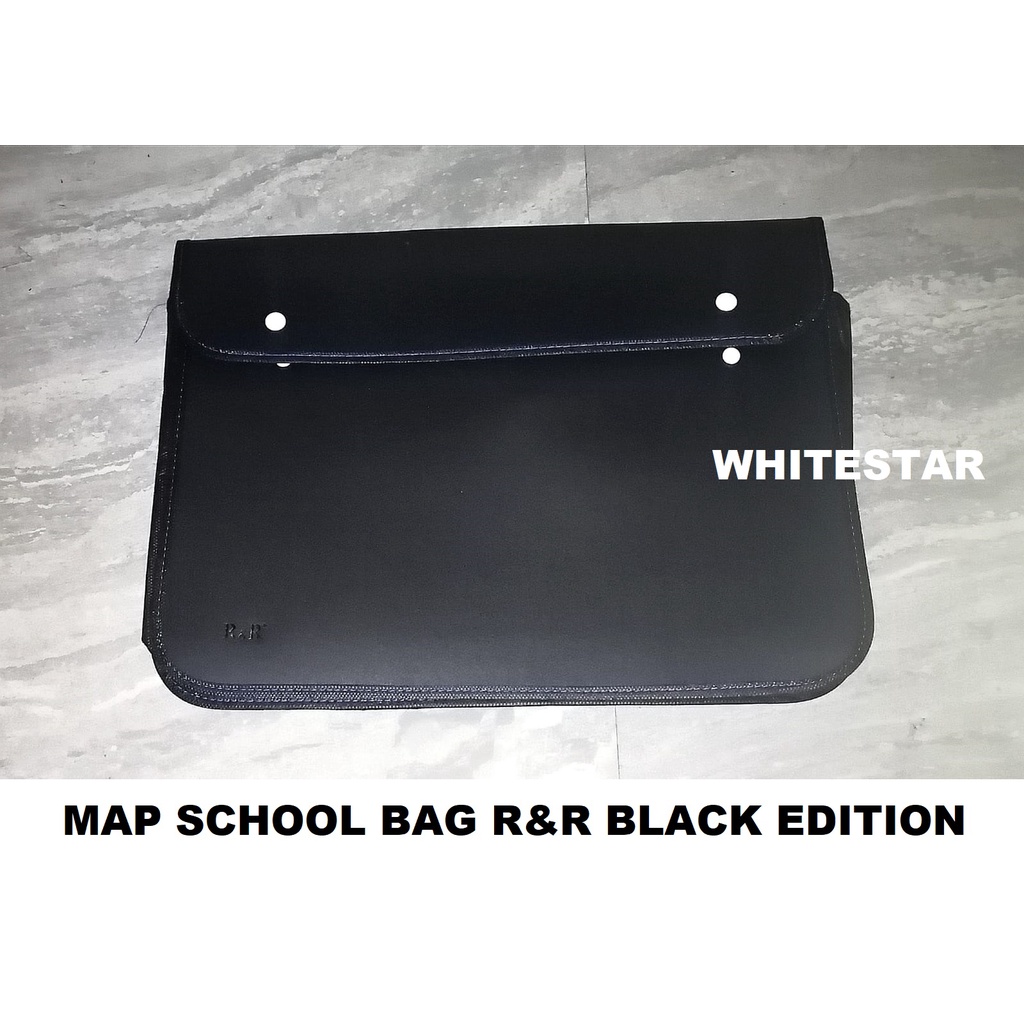 

tas map tenteng 2 kancing / school bag r&r - uk. F4+ / folio black edt / warna hitam