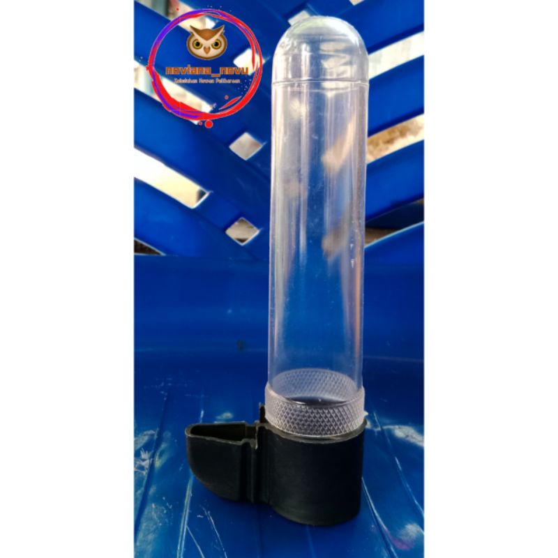 CEPUK WADAH DISPENSER PAKAN MINUM BURUNG TABUNG PANJANG JEPIT SANGKAR BURUNG KECIL KENARI KOLIBRI PR