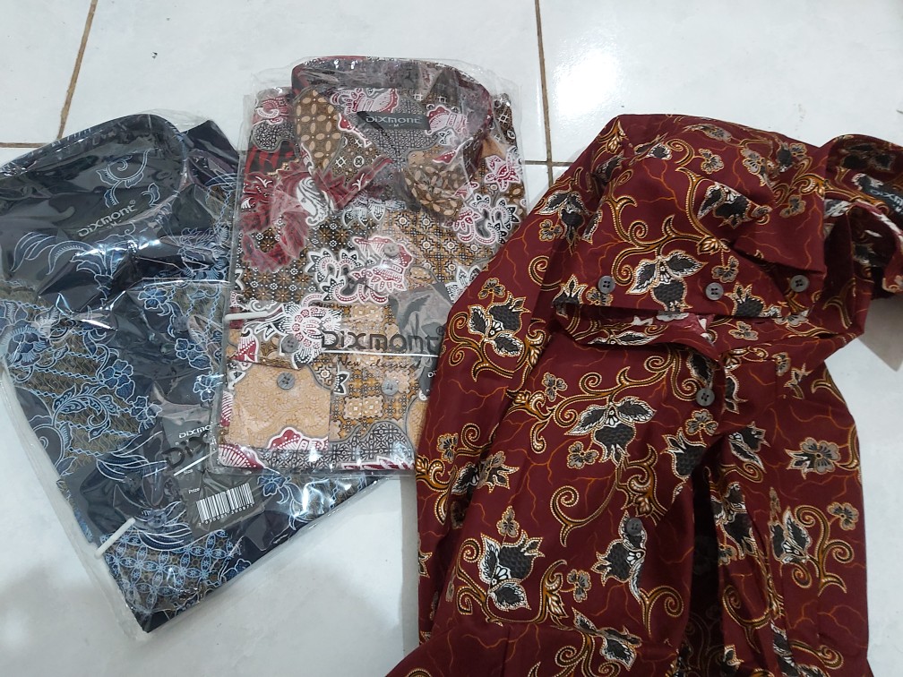 Kemeja Batik Pria Lengan Panjang Bl77 Katun Motif Modern Dixmont Semi Slimfit