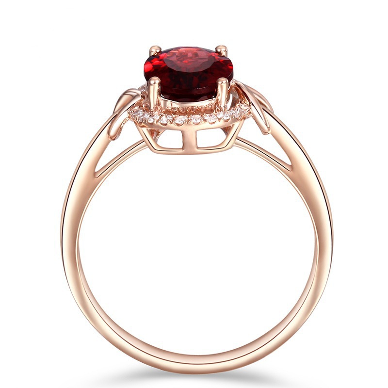 Cincin Rose Gold 18k Dengan Ruby Untuk Wanita