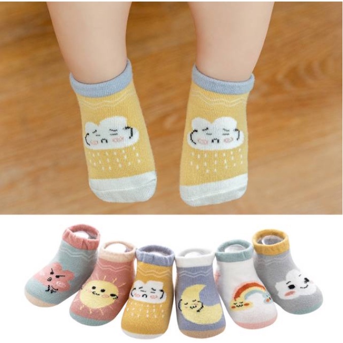 KS2 | KAOS KAKI SEPATU BAYI MOTIF AWAN LANGIT SKY BAHAN KATUN BREATHABLE NYAMAN DI PAKAI IMPORT | RUZAIN MALL