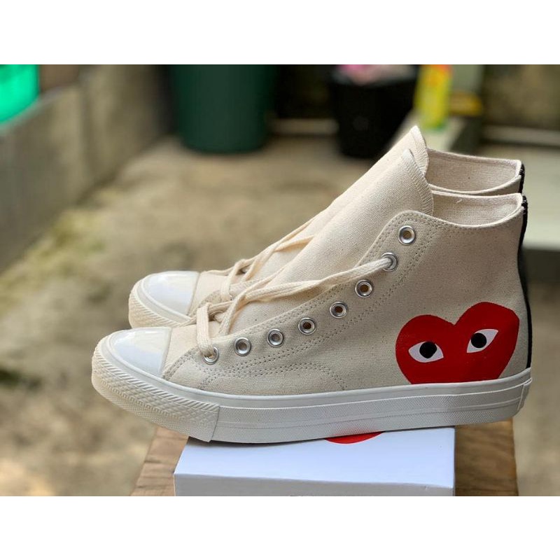 Sepatu Converse Series CDG Play OX High Putih Tulang Sneakers Casual Pria Wanita