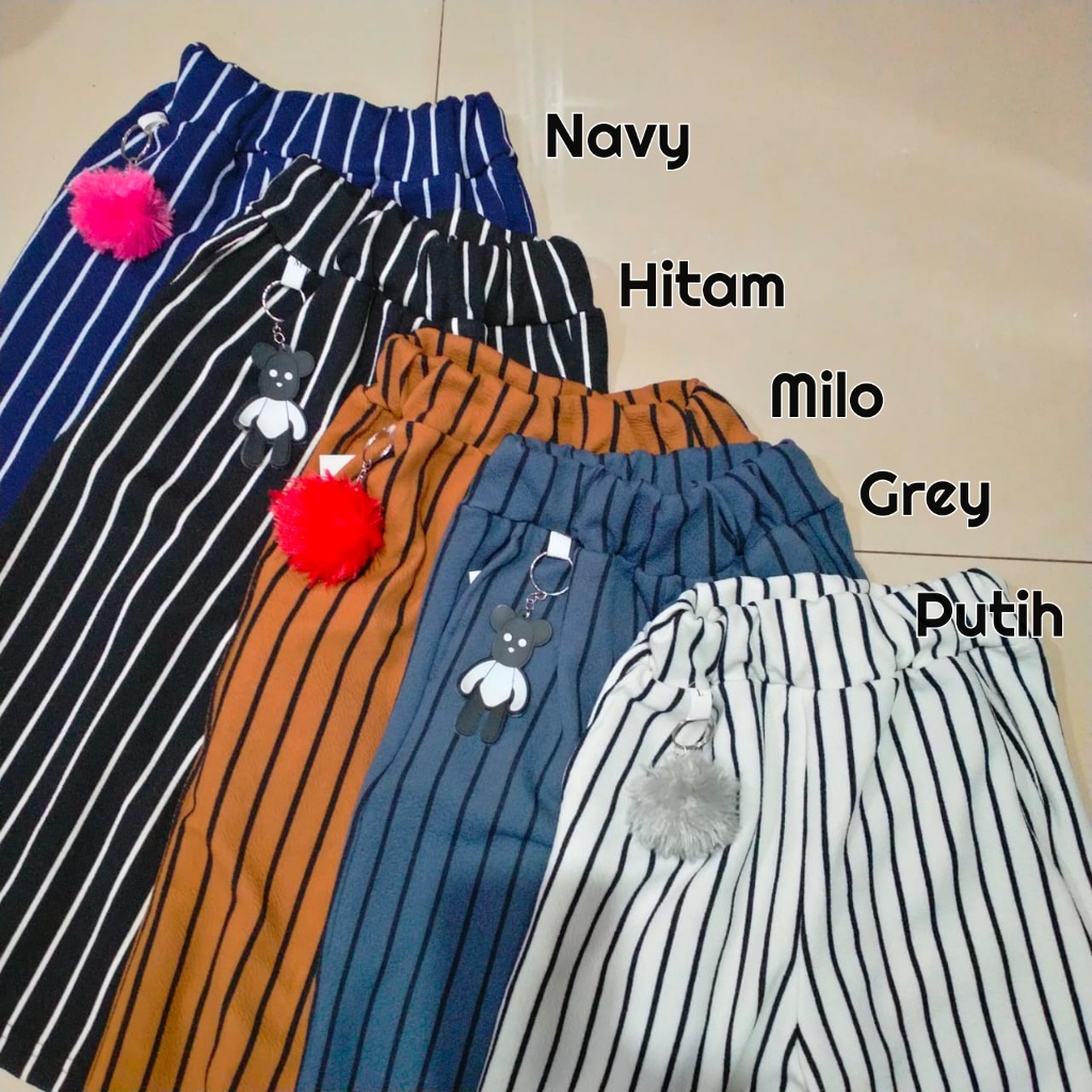 [GROSIR 10PCS] KULOT ANAK PEREMPUAN / Celana Panjang Pompom Anak Lucu Murah / Bawahan Polos Salur