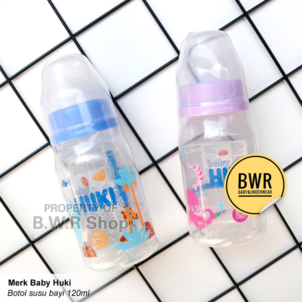 Botol Susu HUKI 120ml / Botol Susu Bayi ASI Milk Baby Bottle BPA Free || Bwr IX