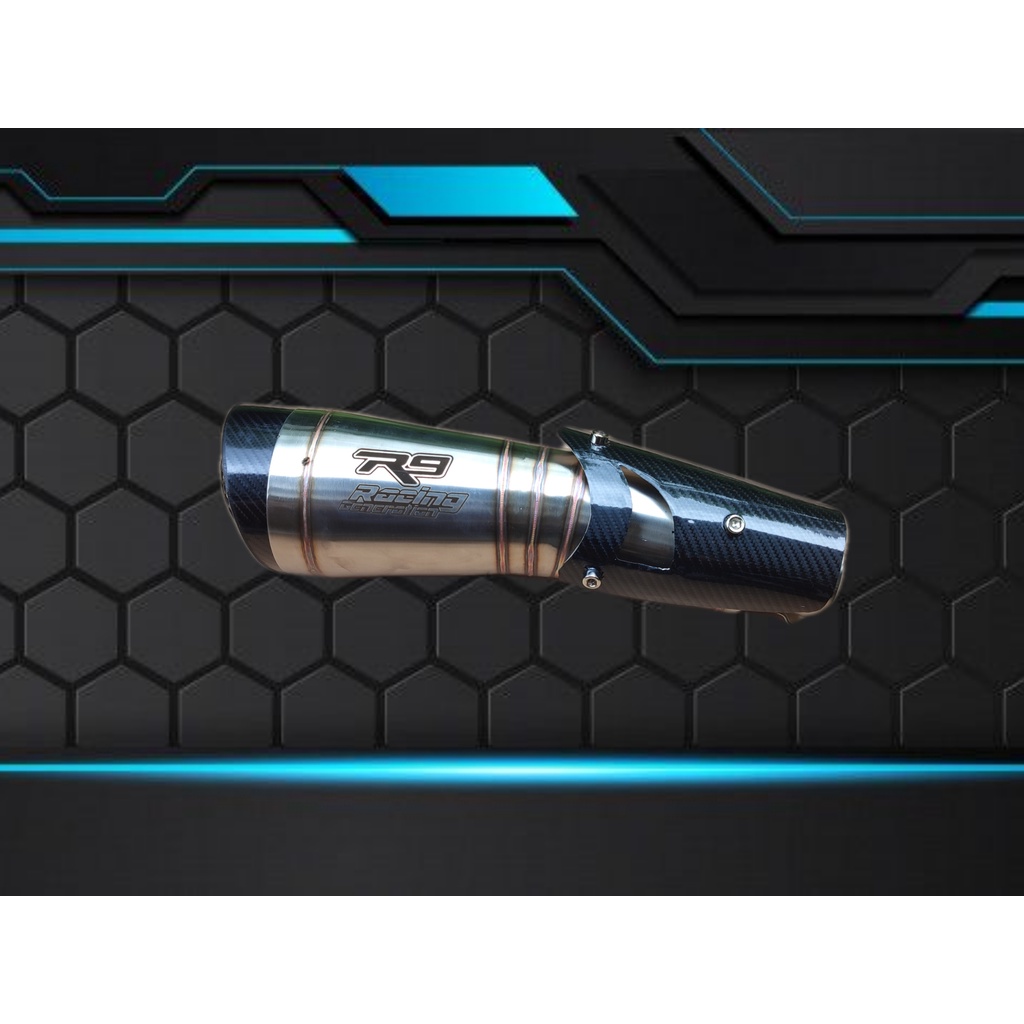 Knalpot R9 Vixion cbr150r cb150r r15 gsx satria fu mx king mx135 byson scorpio supra gtr sonic verza megapro xsr155 tiger aerox nmax vario lexi xmax scoopy beat mio xeon pcx adv-silencer/knalpot