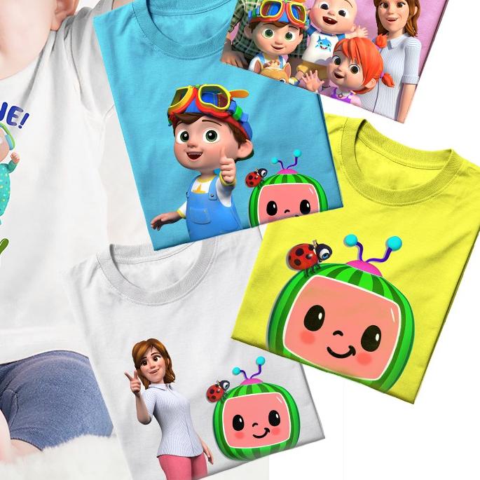 ۝ Cocomelon - Kaos Anak Baju Cocomelon Baju Couble Keluarga Sablon Nama Ulang Tahun Anak ➹