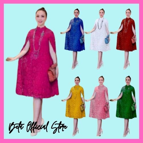 Baju Dress Brukat Pesta Natal Wanita Remaja Modern Mewah Murah Trend kekinian terbaru 2021 Dress Martha Bahan Brokat Allsize Fit M