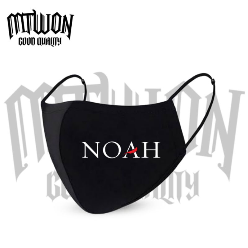 Masker band NOAH ariel / kain 3 lapis/ply /black Earloop headloop / pria wanita dewasa / masker hita
