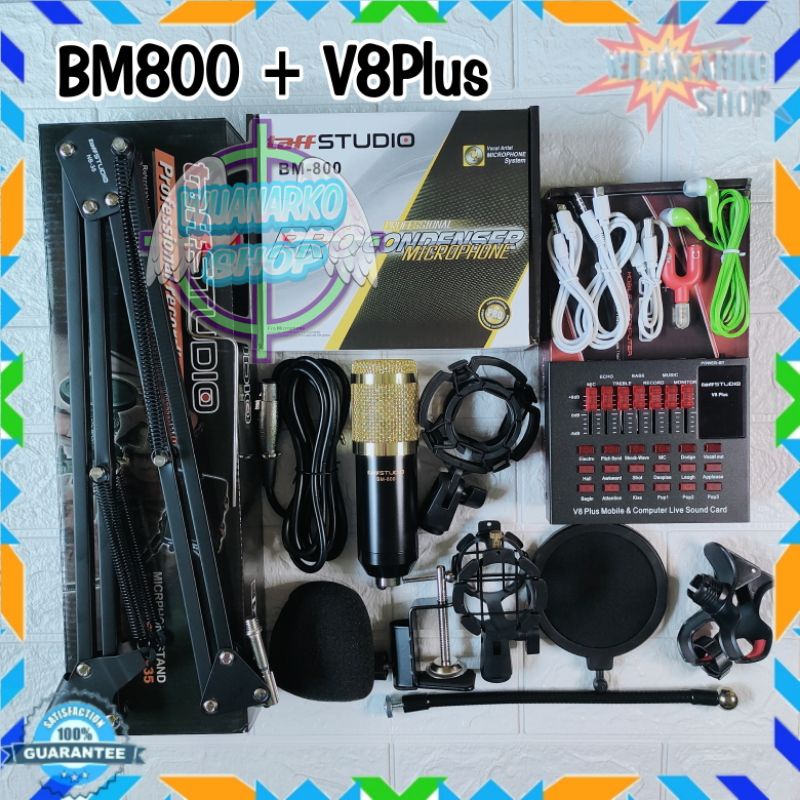 PAKET REKAMAN LIVE STREAMING HEMAT [3] BM800 + AUDIO SOUNDCARD V8 PLUS SERIES