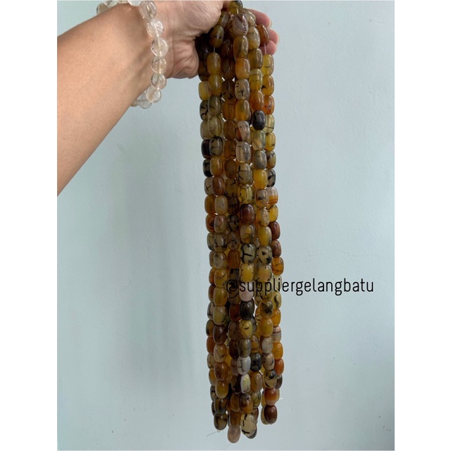 batu alam Penden tabung yellow rhodolite kuning 2 x 1,5 cm serat akik