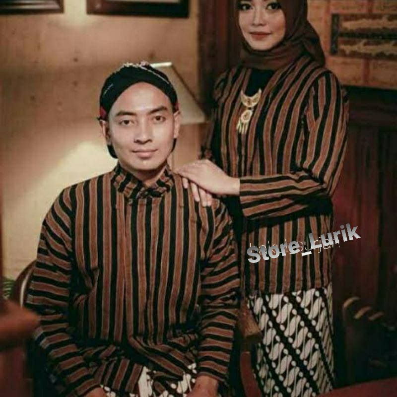 Baju Coupel Lurik Baju Adat Jawa khas Jogja Solo Baju Surjan Lurik  Kebaya Bonus Blangkon