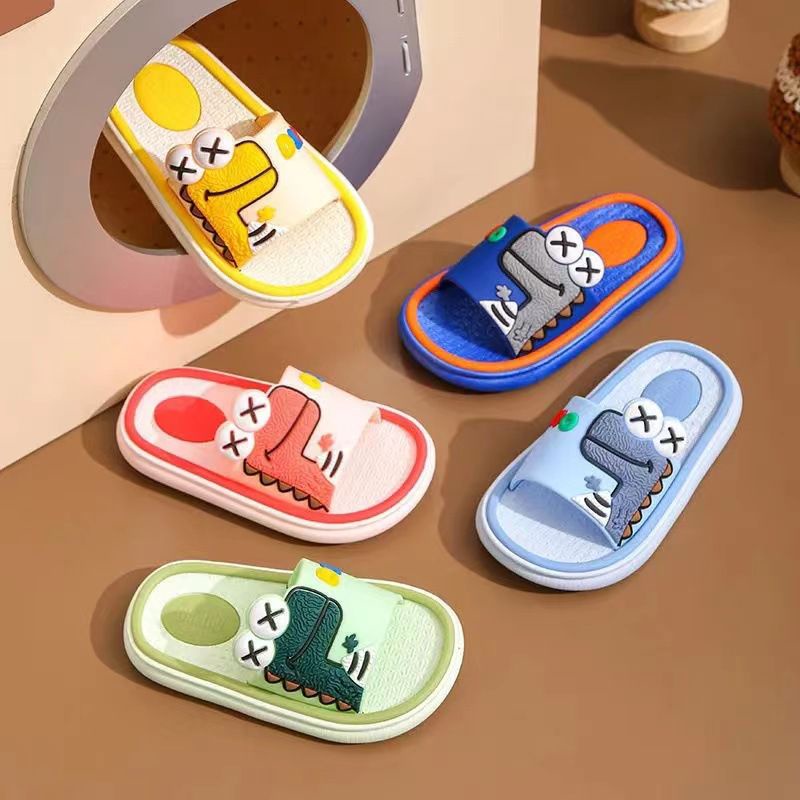 [littlecrab] Sandal Anak Dino XX Colorful Kids Sandals High Quality Biru Hijau Kuning Pink Dinosaurus Mata XX Sandal Selop Anak Berkualitas Sandal Selop Motif Lucu Unik Anti Slip Korean Style