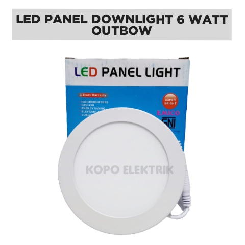 Lampu Panel Downlight LED 6 Watt / 6W Outbow Bulat Putih