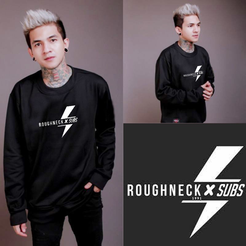 Sweater Pria Deas Off White Beludru Panas Musim Gugur Berkerudung Dingin Remaja Memakai-CN ROUGHNECK HITAM