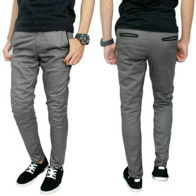 CELANA Pria SLIMFIT Panjang chino KERJA HARIAN HITAM MOCCA ABU GREY KREAM CREAM Sz