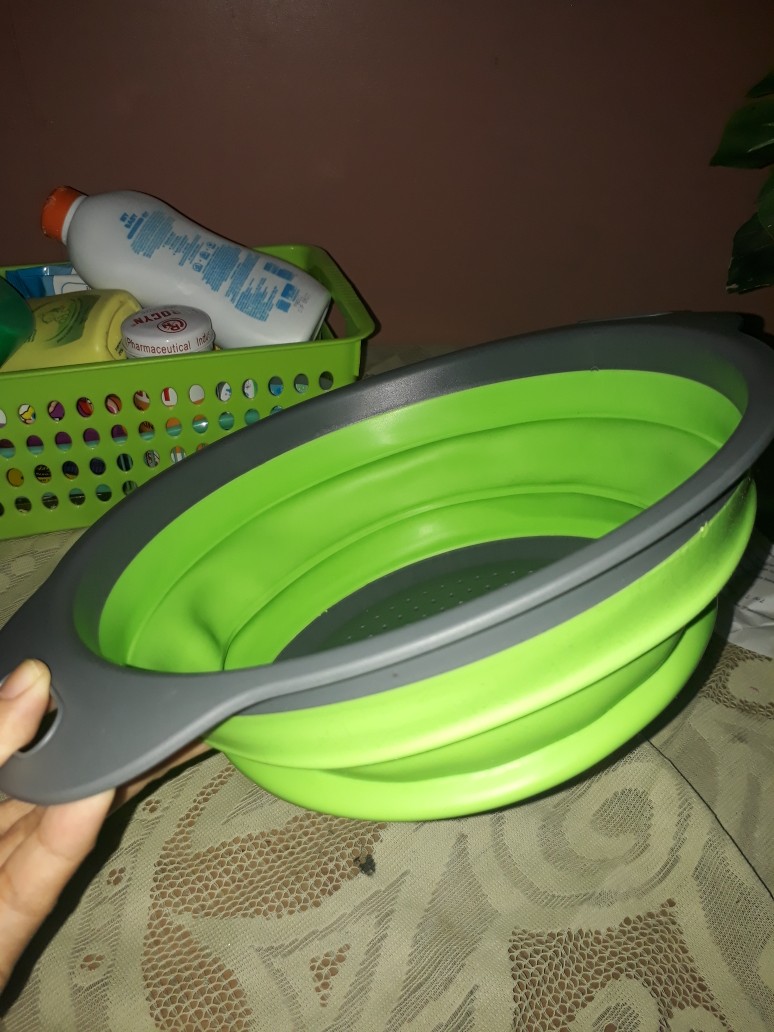 Hdp25 Baskom Lipat Tempat Cuci & Peniris Beras, Buah Dan Sayuran Foldable Elastis Minimalis