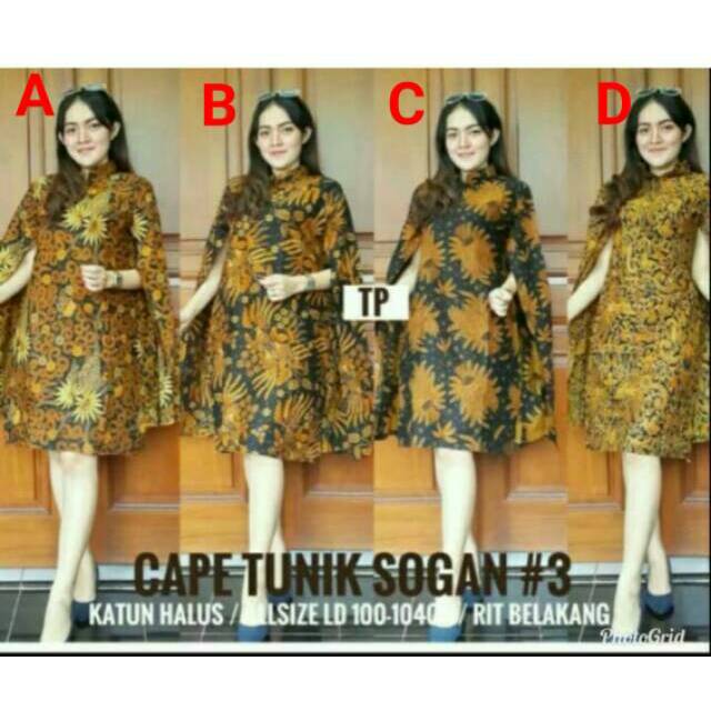 CAPE TUNIC BATIK DRESS BATIK MODERN TERBARU PARTY DRESS DRESS KEKINIAN
