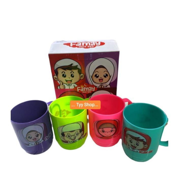 cangkir my family/cangkir set keluarga/cangkir plastik tebal/mug set keluarga