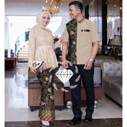 Terbaru Batik Couple Modern Sarimbit Kebaya Brukat Rok Duyung Kebaya Pinguin Tunangan Lebaran Wisuda