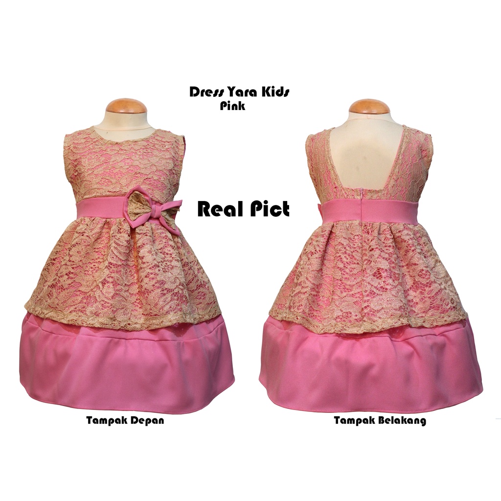 Dress Kids Yara/ Dress Party Anak 3-5 Thn/ Gaun Brukat Anak Perempuan Good Quality