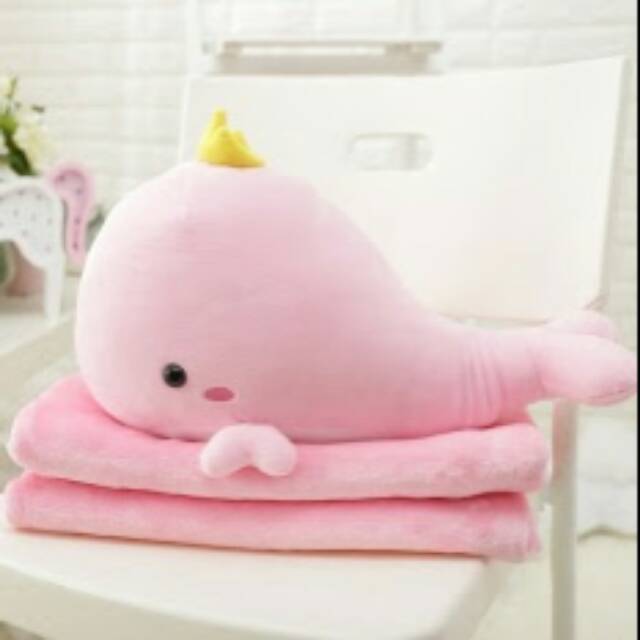 Bantal selimut (balmut)/boneka selimut Whale Paus Kekinian Import Terbaru Unik