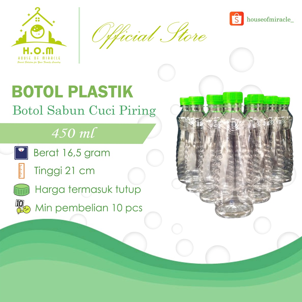 Botol Plastik (10 PCS) | Botol Sabun Cuci Piring 450 ml | Botol Sunlight | Botol Plastik Sabun |