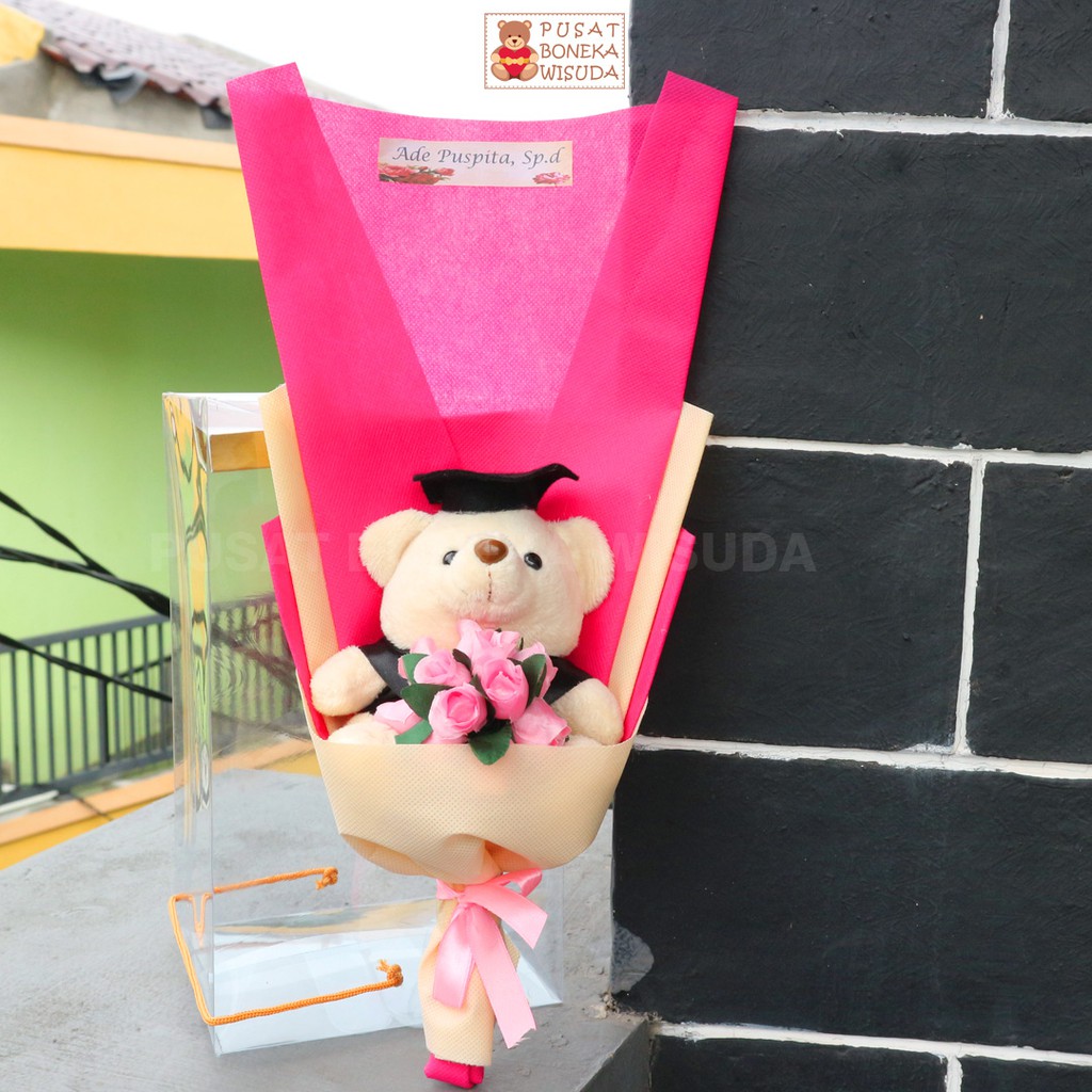 Buket boneka wisuda teddy bear Bucket Bunga Ultah Fanel Flanel murah Kado Wisuda Hadiah Ulang Tahun