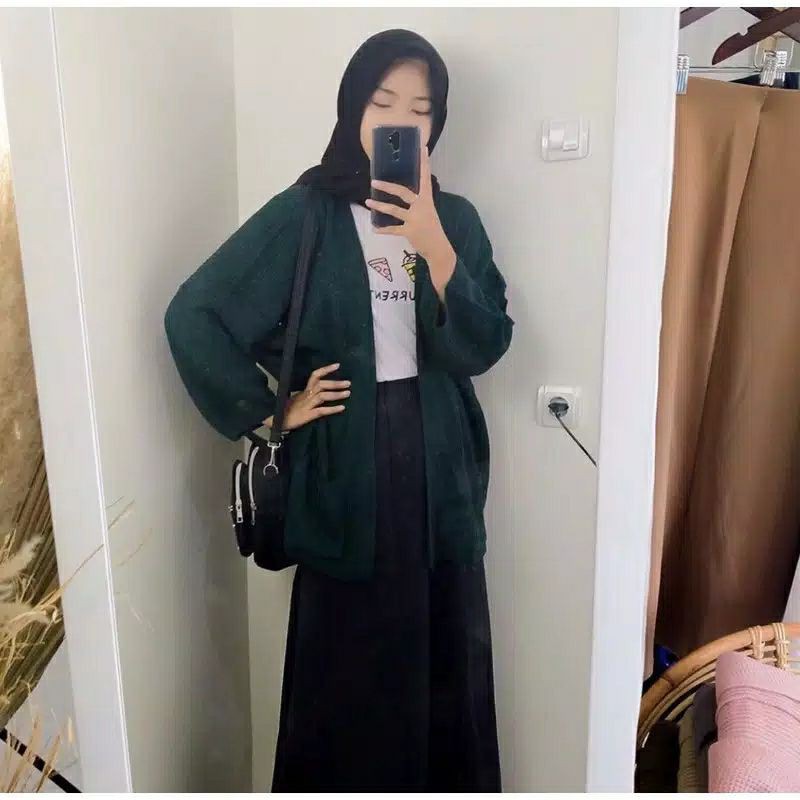 OVERSIZE LAVELLA RAJUT KARDIGAN RAJUT PREMIUM-Emerald/hijau botol