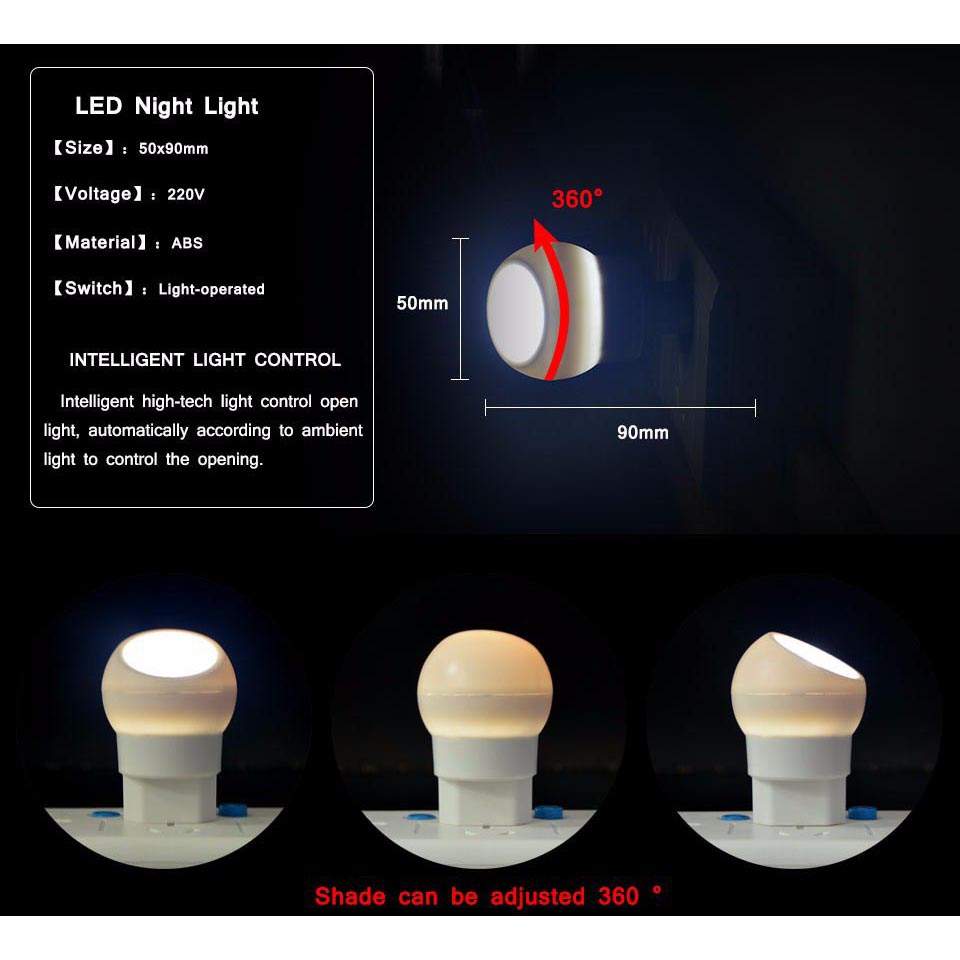 TaffLED Lampu Tidur LED Sensor Cahaya Rotasi 360 Derajat