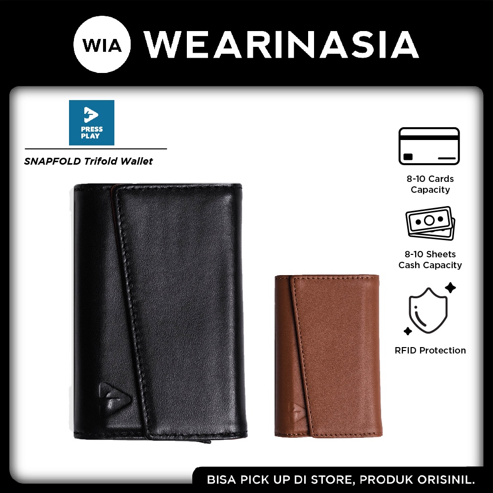 WIA Press Play Snapfold Trifold Wallet Dompet Kartu Pria / Wanita