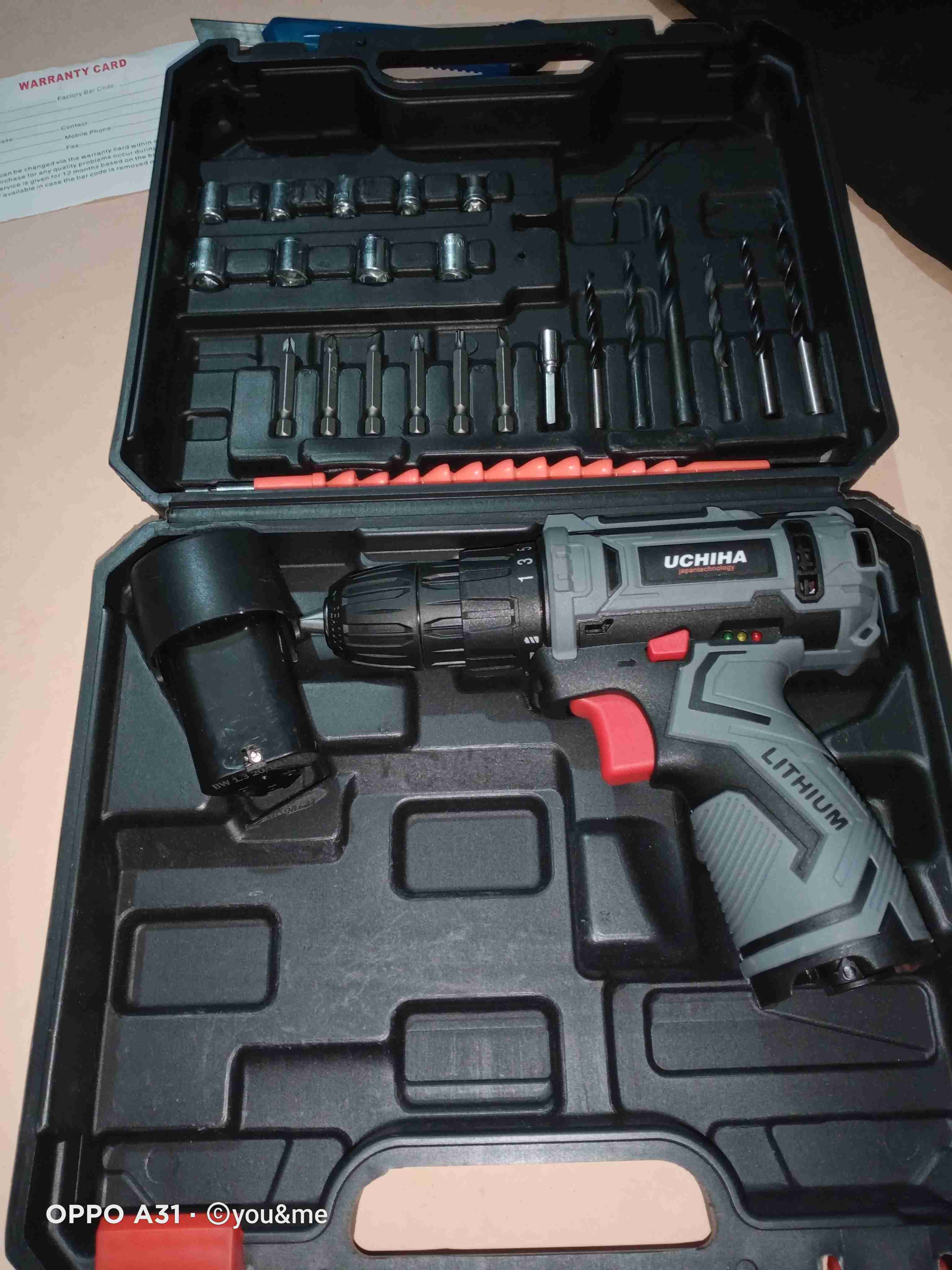 Promo Mesin Bor Cordless Baterai Untuk Kayu Besi Tembok Uchiha Teknology Japan Full Bonus