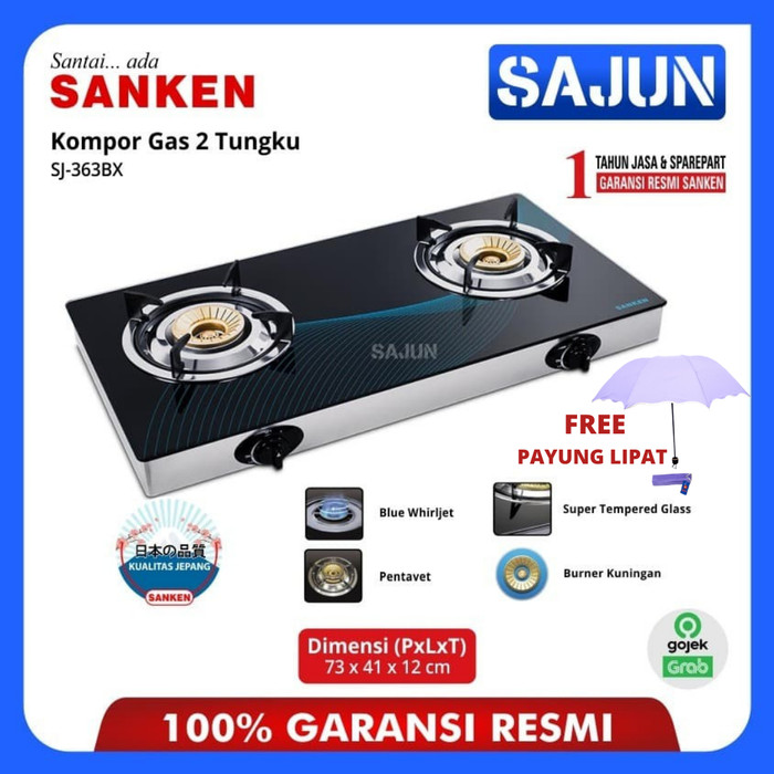 PROMO SANKEN SG363BX KOMPOR GAS 2 TUNGKU BODY KACA SG-363BX