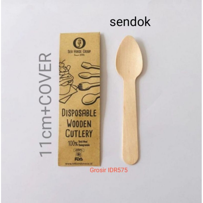 SENDOK KAYU 11cm + cover serat halus HIGH QUALITY &amp; non TOXIC