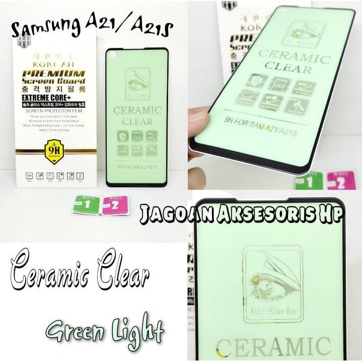 Tempered Glass Ceramic Film Samsung A21 A21s 6.5 inchi GREEN LIGHT Anti Radiasi Protection eye