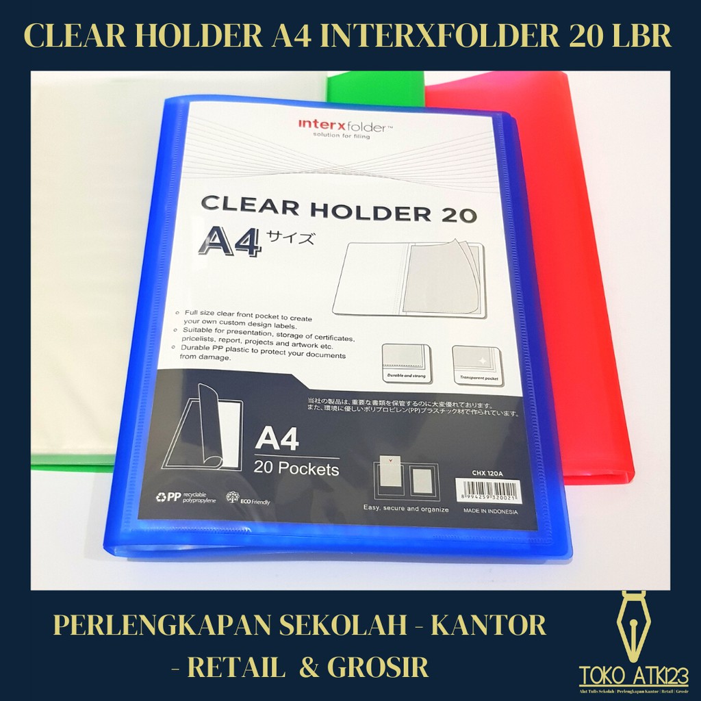 Map Clear Holder / Document Keeper A4 Merk InterXFolder Isi 20