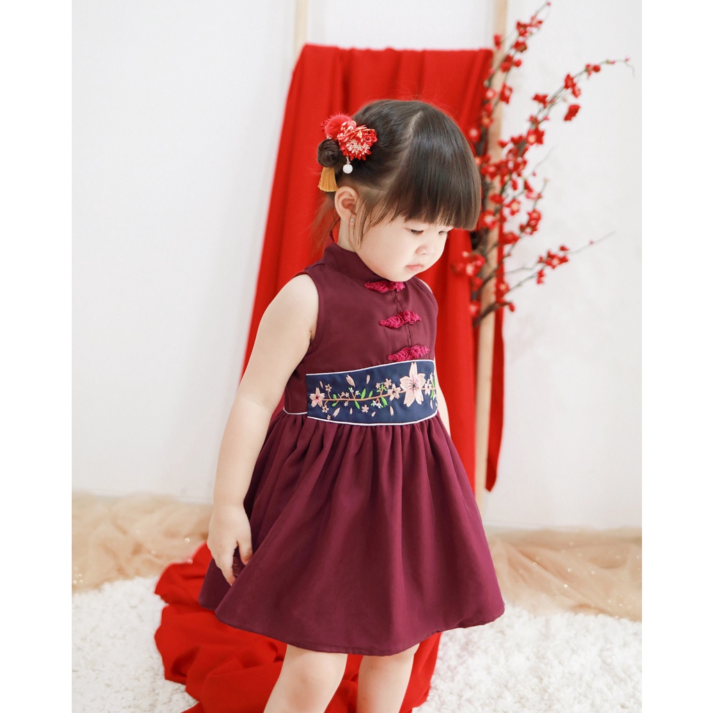 AZZURA DRESS | Dress Anak Perempuan | Baju Pesta Anak Perempuan | Dress Bordir Anak | Dress Cheongsam Anak