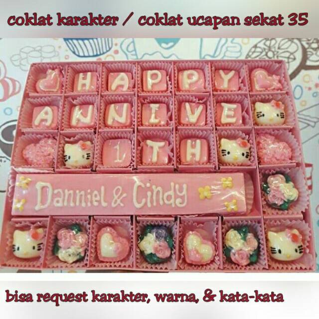 

COKLAT KARAKTER CUSTOM SEKAT 35 HELLO KITTY KARTUN PARSEL COKELAT UCAPAN KUE LEBARAN FREE ONGKIR