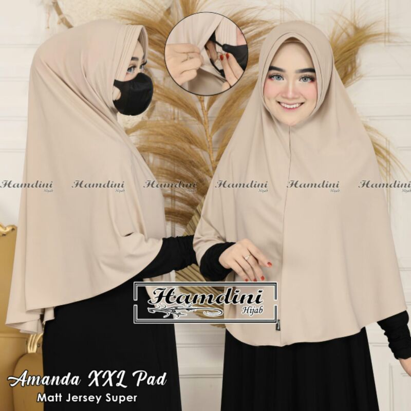 Jilbab Bergo Instan Amanda Pad XXL Jersey Original Hamdini Hijab-5