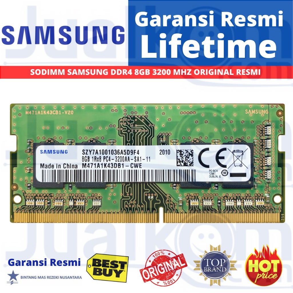 SAMSUNG SODIMM DDR4 8GB 3200MHZ ORIGINAL RESMI