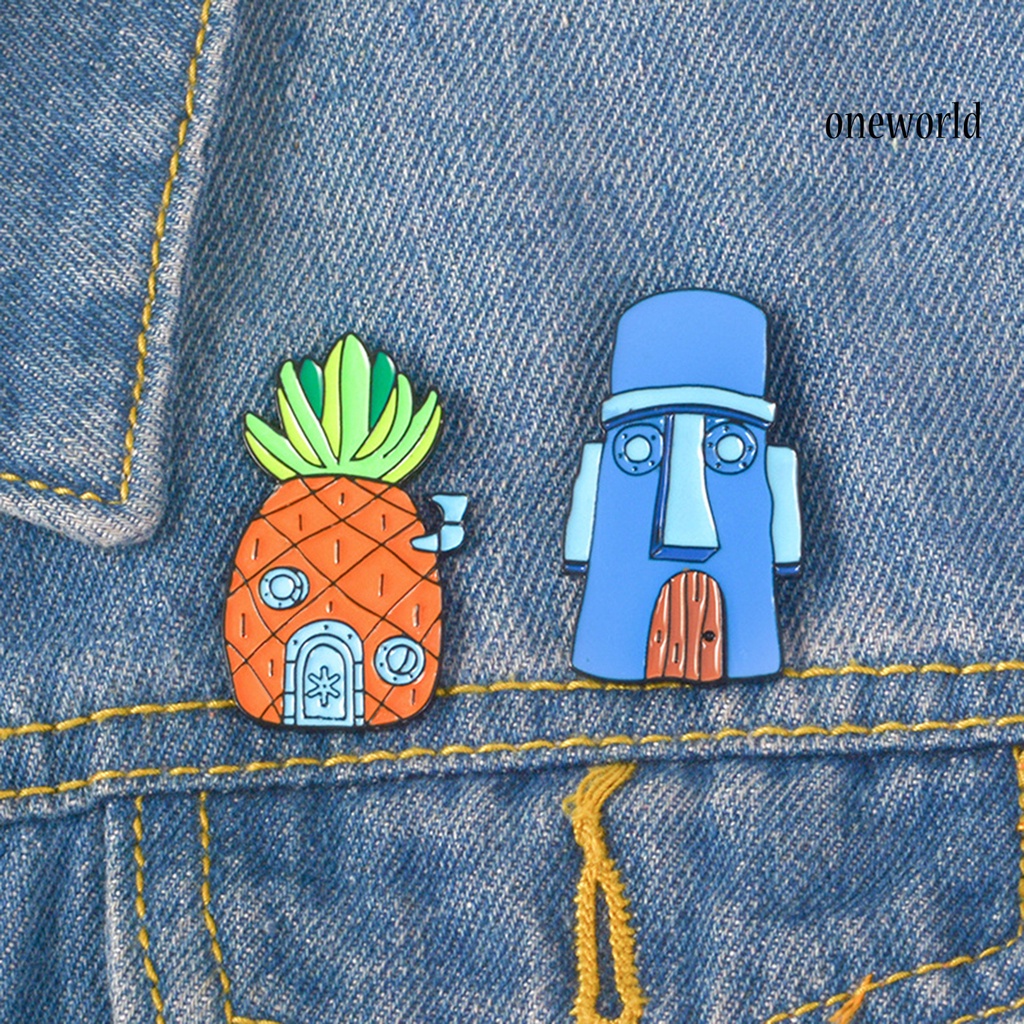 OW@ Badge Pin Cartoons Easy-cleaning Alloy Pineapple Lapel Brooch for Birthday