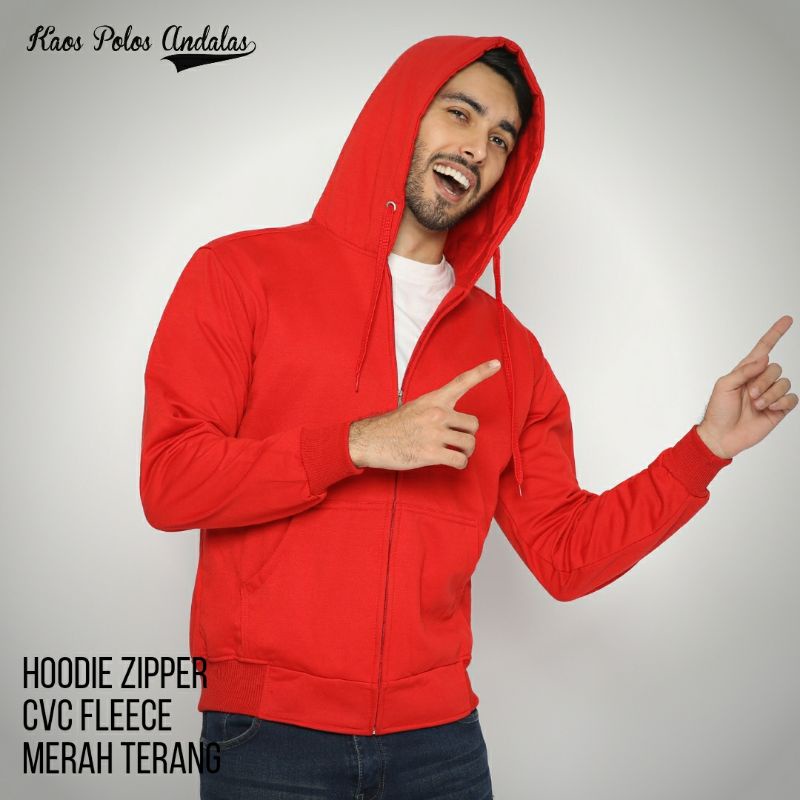 HOODIE ZIPPER BAHAN COTTON CVC FLEECE SERI WARNA 1