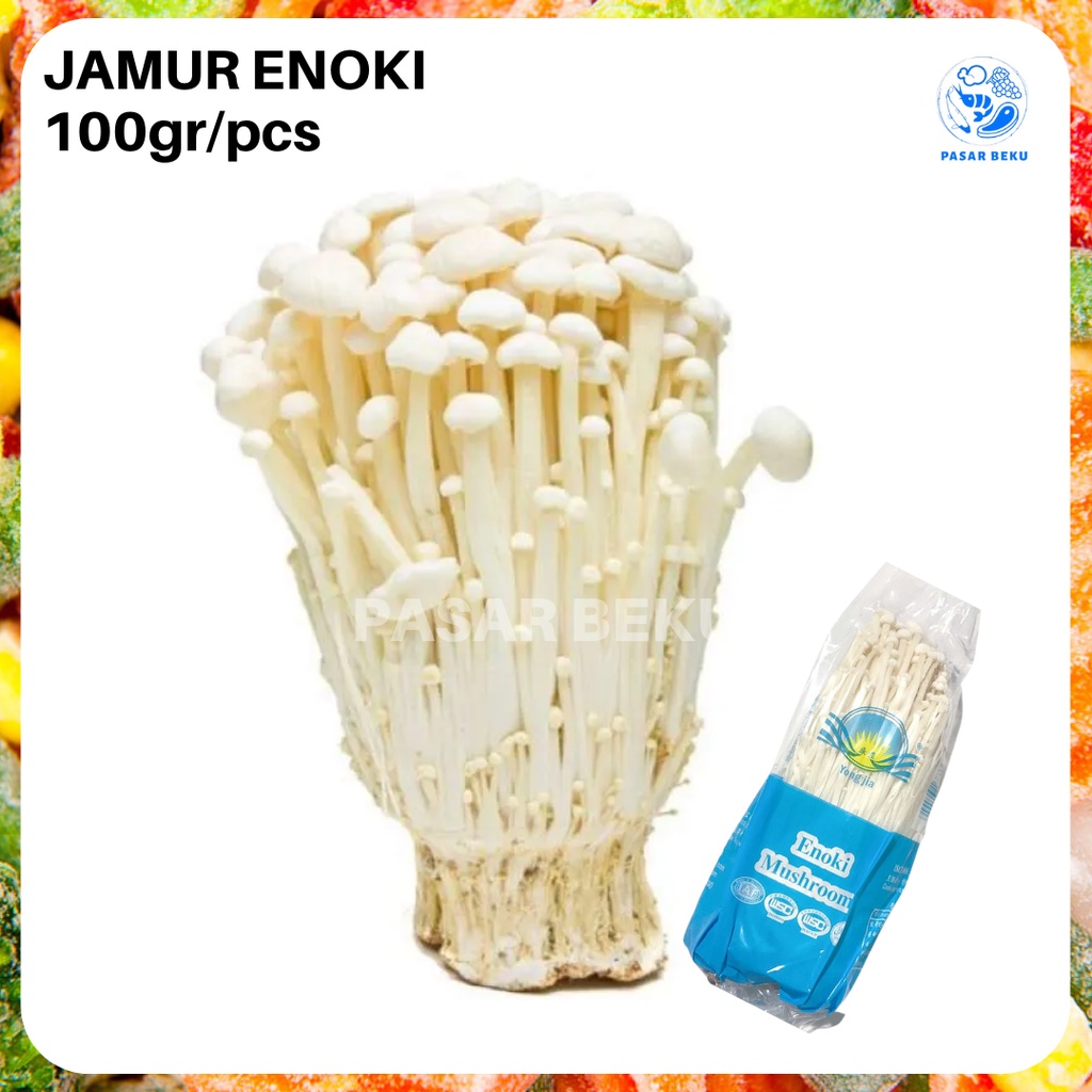 

(Khusus AREA SUMBAR) Jamur Enoki Korea 100gr Halal Fresh Steamboat Pasar Beku Padang