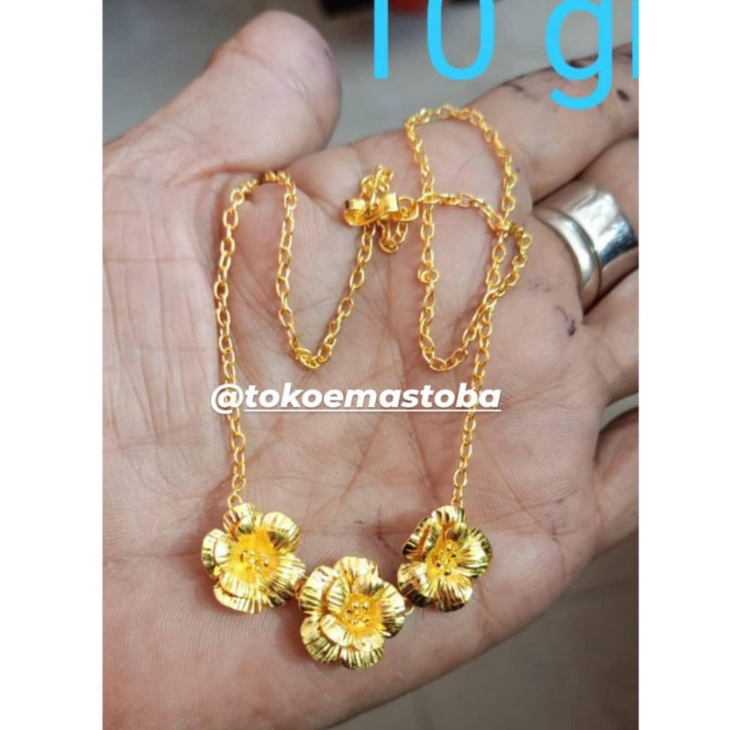 acc kalung emas mawar tiga LM 24 karat 99.9% 10gram